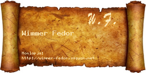 Wimmer Fedor névjegykártya